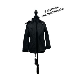 Jacket Urban Republic Shell Soft Size 10 -12 Mid-weight Hood Boys Zip Black